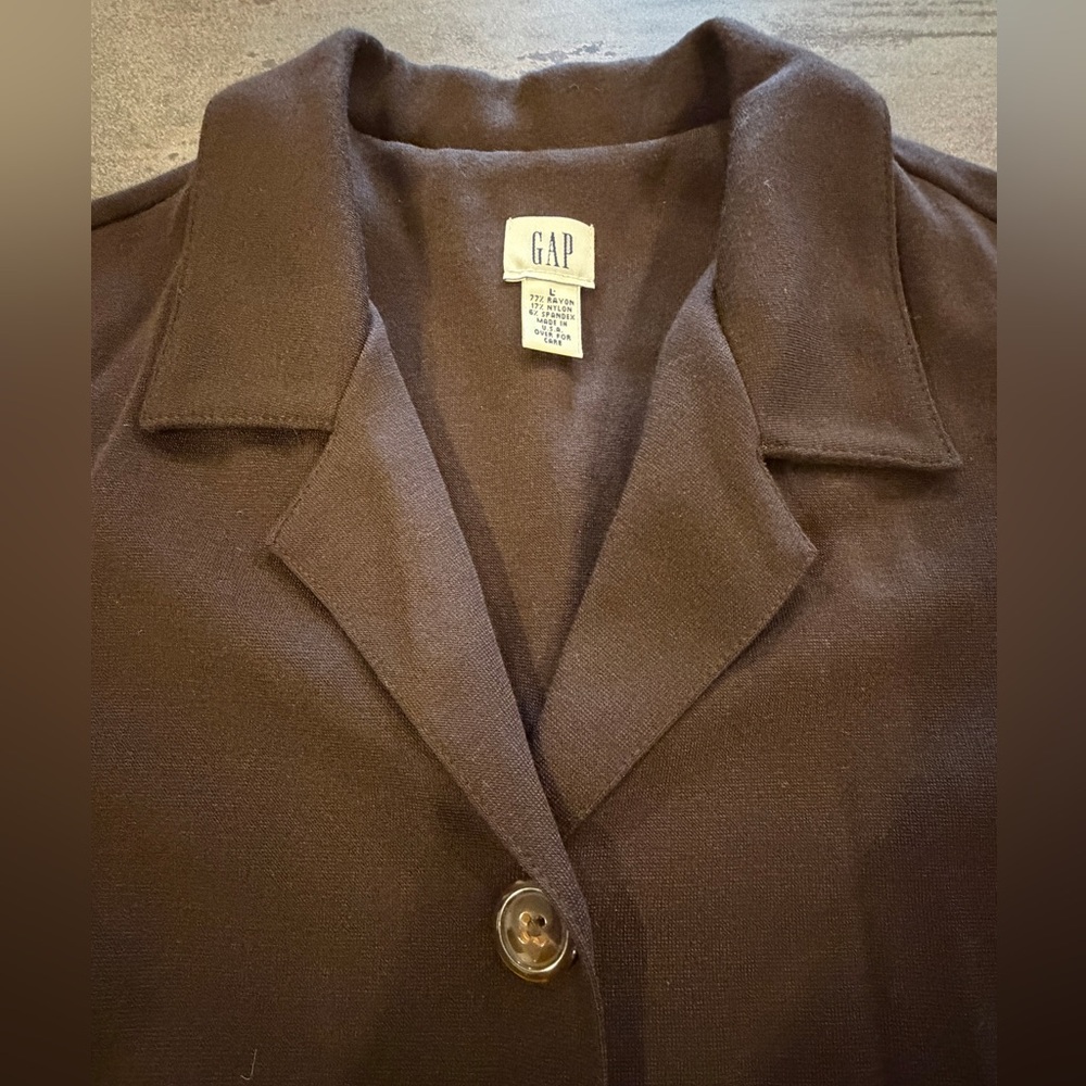 🤎🧶GAP Brown Ponte Knit Soft Shirt Blazer Jacket NEW - Picture 2 of 6
